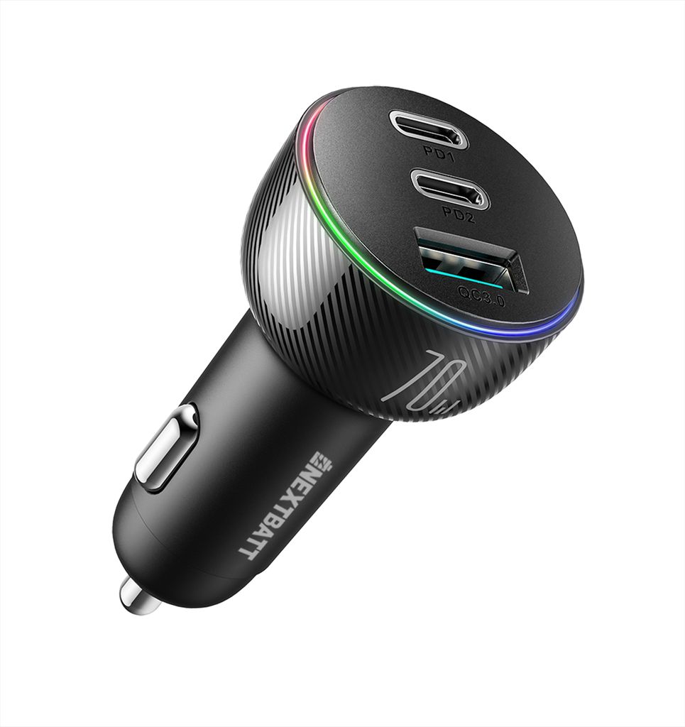 NEXTBATT LED billader USB-A + 2 x USB-C 90W Svart