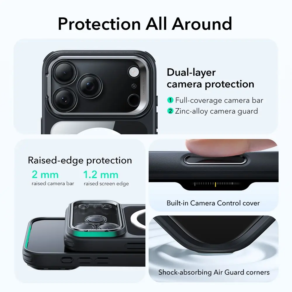 Classic Kickstand HaloLock MagSafe iPhone 17 Pro Svart/transparent