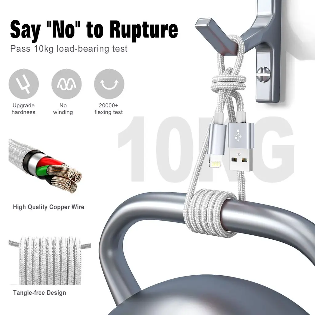USB-A till Lightning-kabel 2.1A 2m Silver