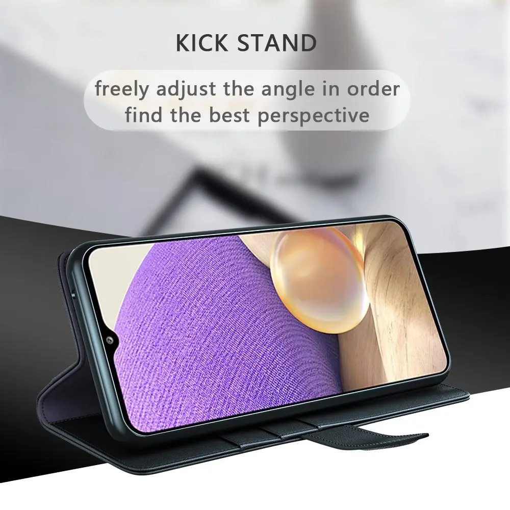 Äkta Läderfodral Samsung Galaxy A32 5G Svart