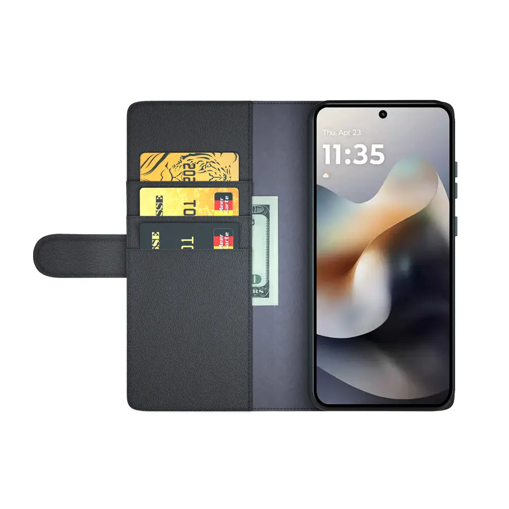 Äkta Läderfodral Motorola Moto G56 Svart