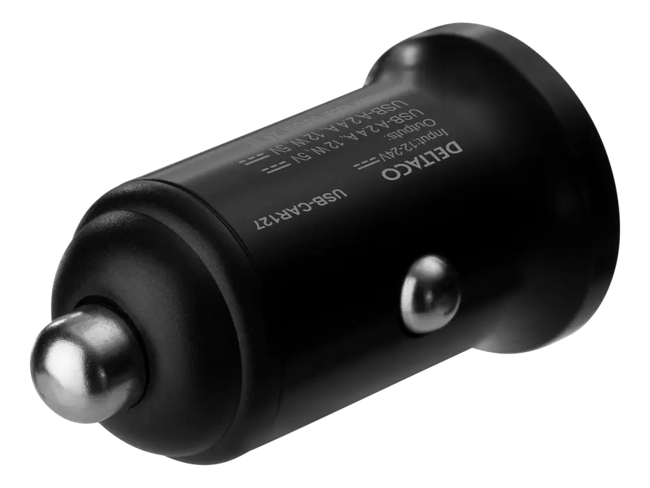 Billaddare med 2x USB-A portar 24W Svart