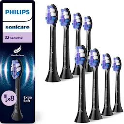 Sonicare S2 Sensitive 8-pack børstehoveder HX6058/88, Sort