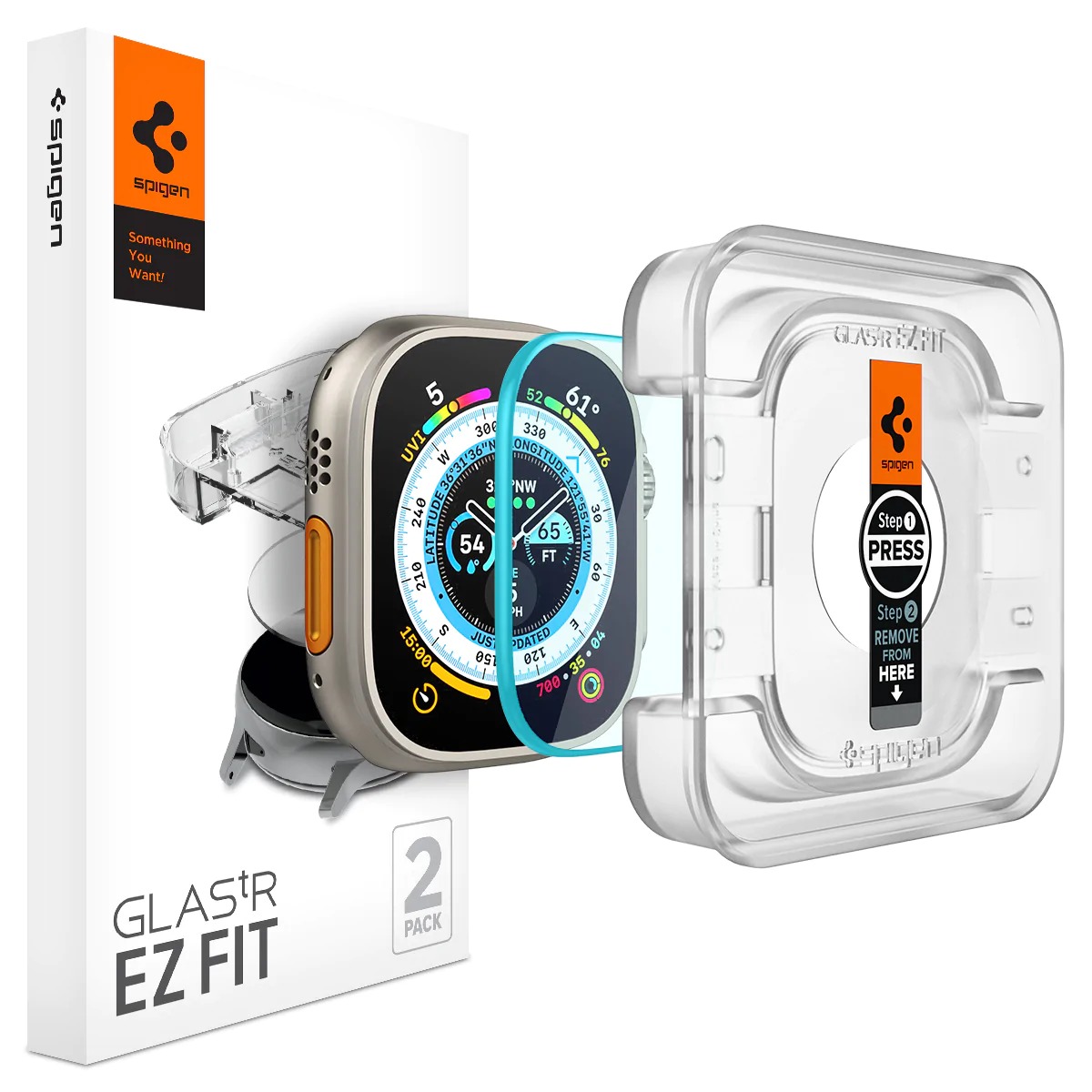 Spigen Apple Watch Ultra 2 49mm Screen Protector EZ Fit GLAS.tR (2-pack)