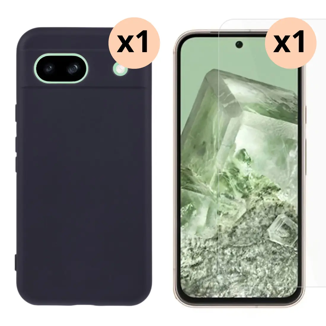 Google Pixel 8a Beskyttelsessæt TPU-cover og Skærmbeskyttelse