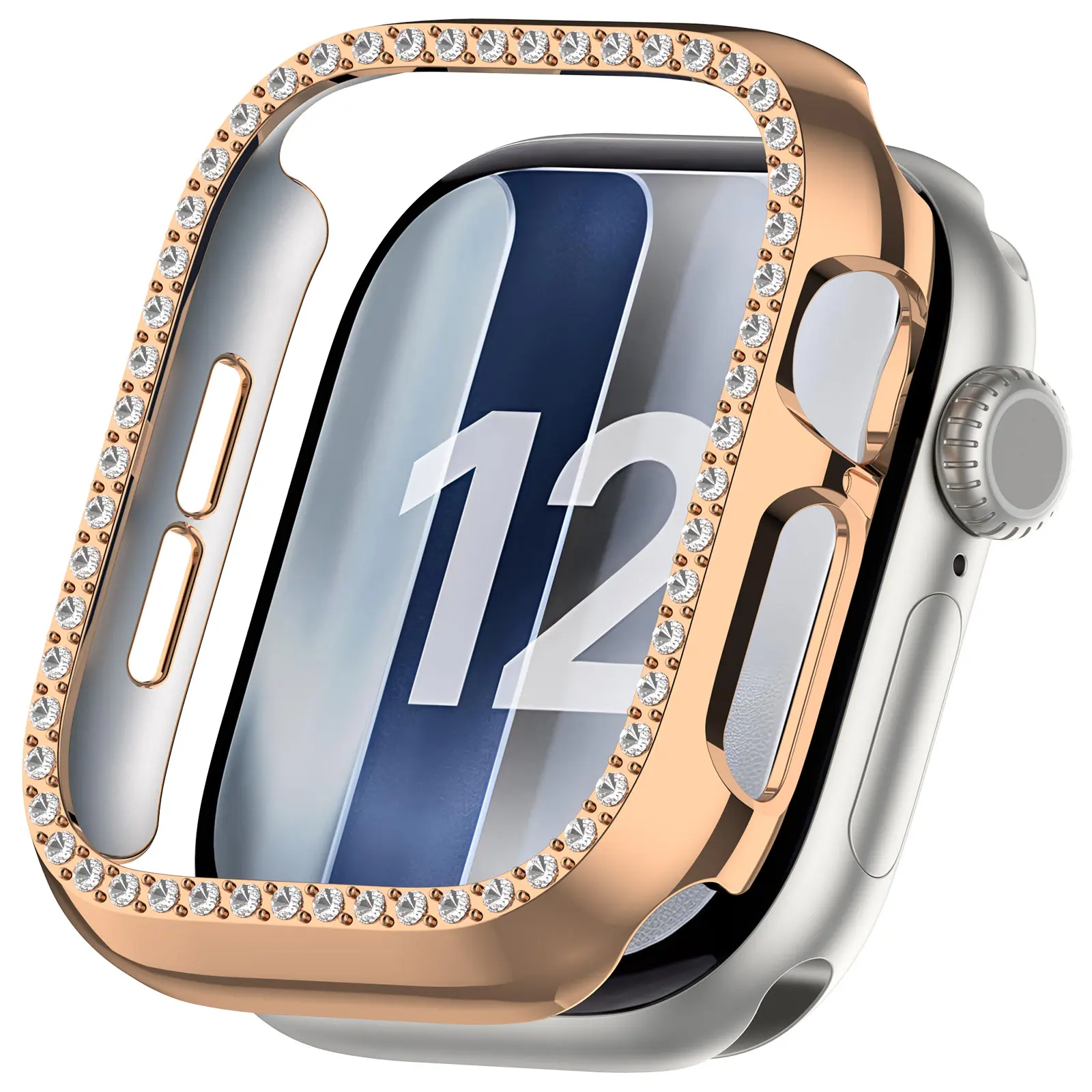 Rhinestone Skal Apple Watch Series 12 43mm Roséguld