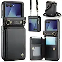 Samsung Galaxy Z Flip 8 Skal med inbyggd plånbok och RFID-skydd, Svart