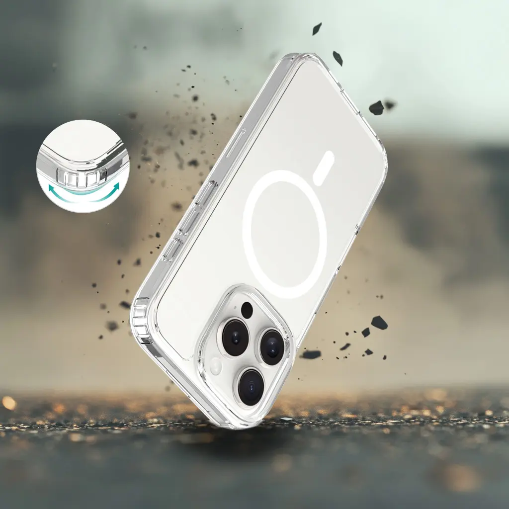 Hybridskal MagSafe iPhone 16 Pro Genomskinlig