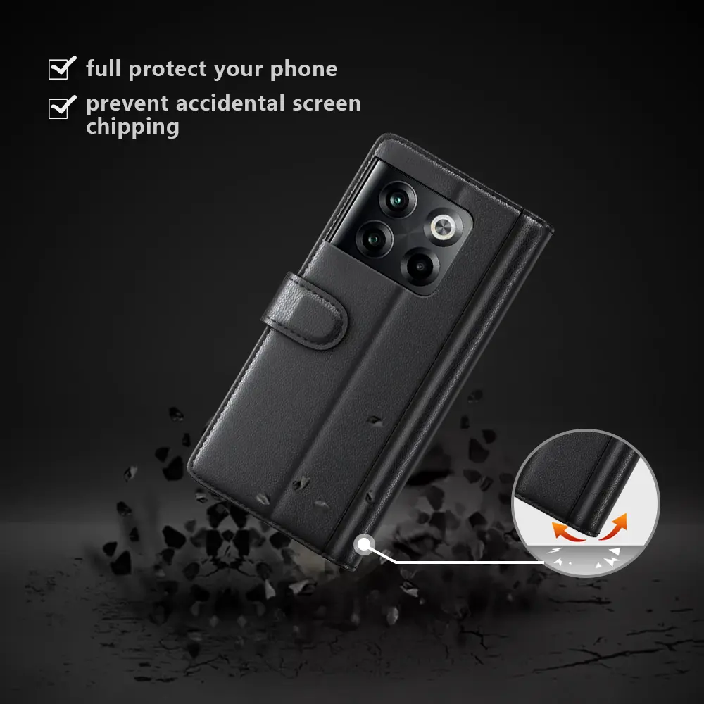 Äkta Läderfodral  OnePlus 10T Svart