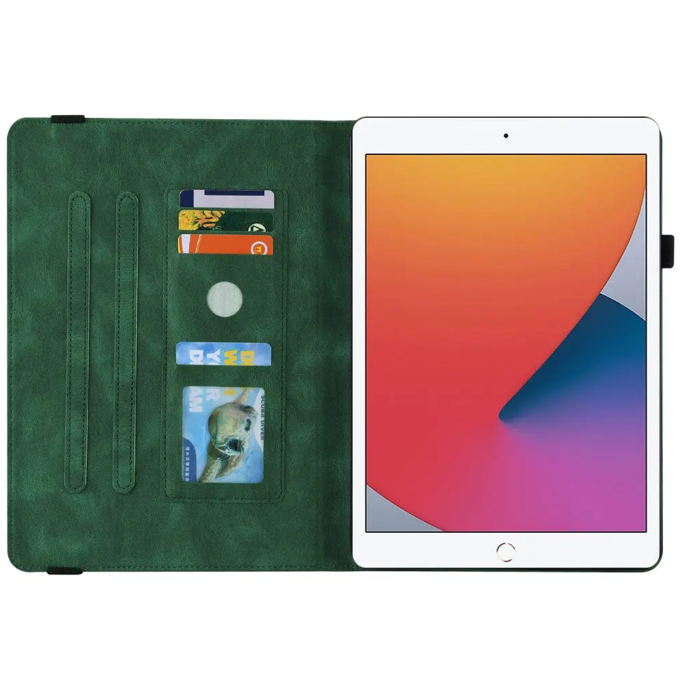 Läderfodral Fjärilar Apple iPad 10.2 8th Gen (2020) Grön