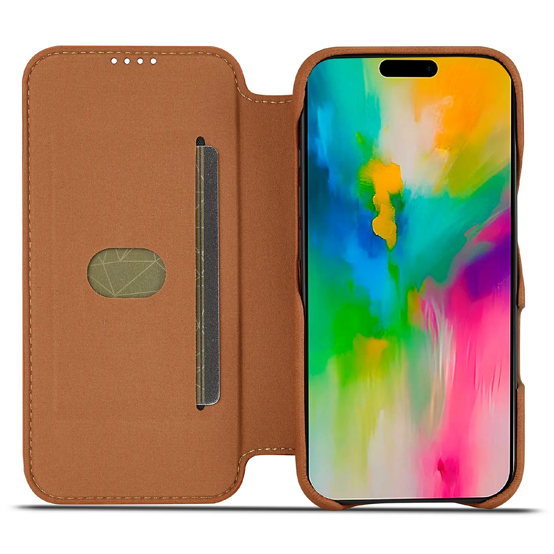 Slim Plånboksfodral iPhone 17 Cognac