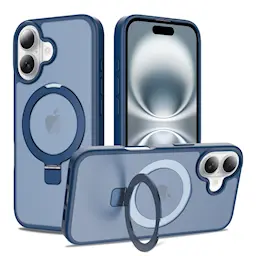 iPhone 16 Magnetic hybridskal med ställfunktion, Mörkblå