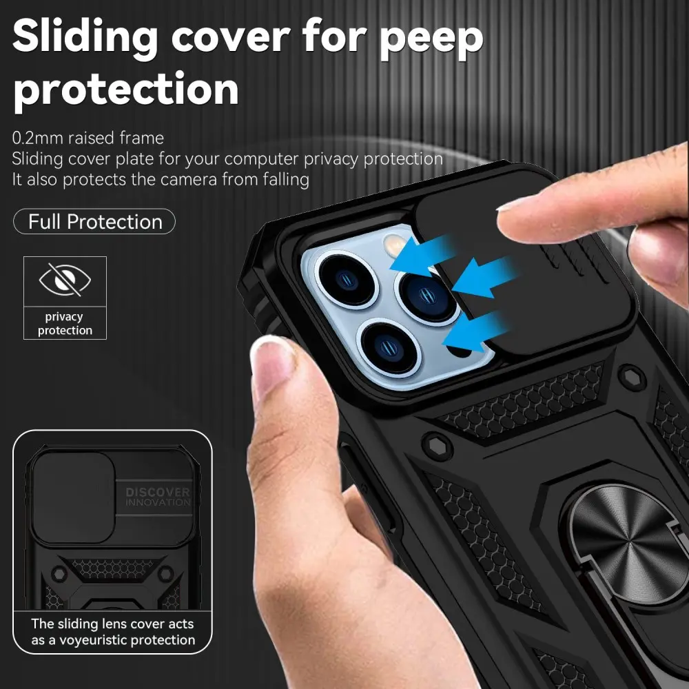 Hybridskal Ring + Kameraskydd iPhone 13 Pro Svart
