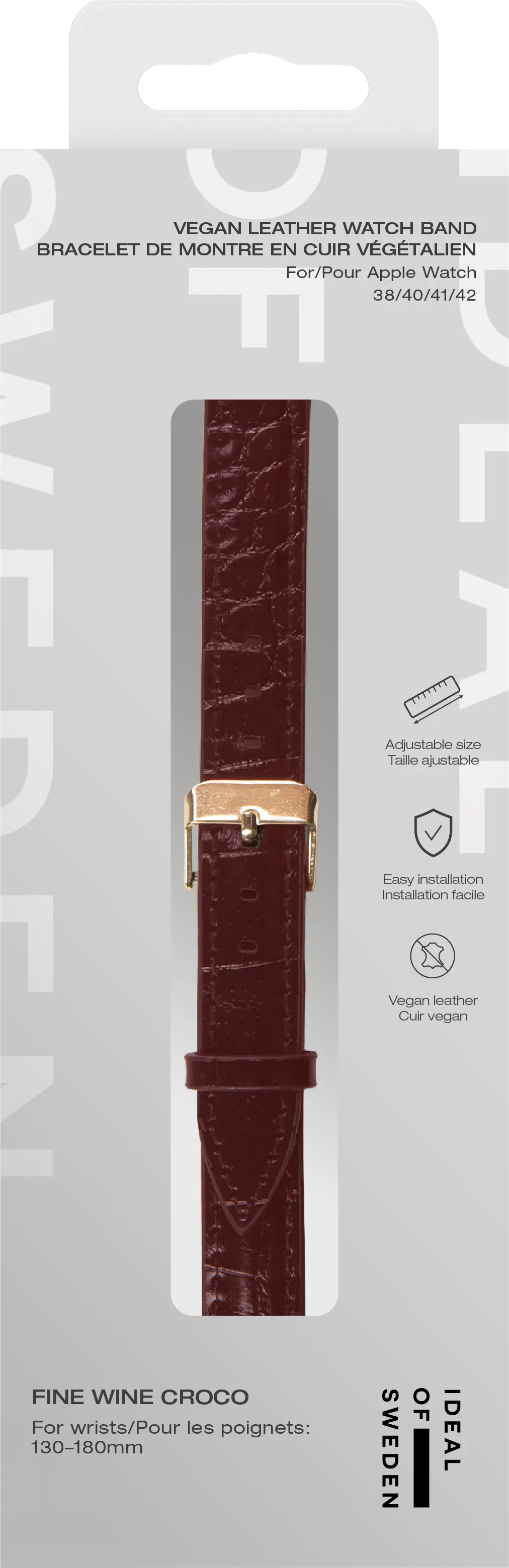 Vegan Leather Watch Band Apple Watch Series 8 41mm Fine Wine Croco