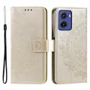 Læderetui Mandala Motorola Moto E15 guld