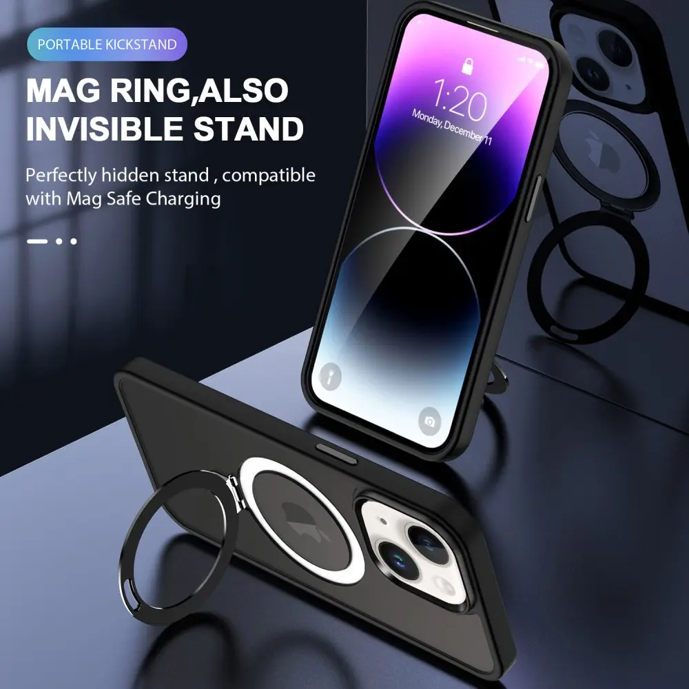 Hybridskal Magnetic Ring iPhone 15 Plus Svart