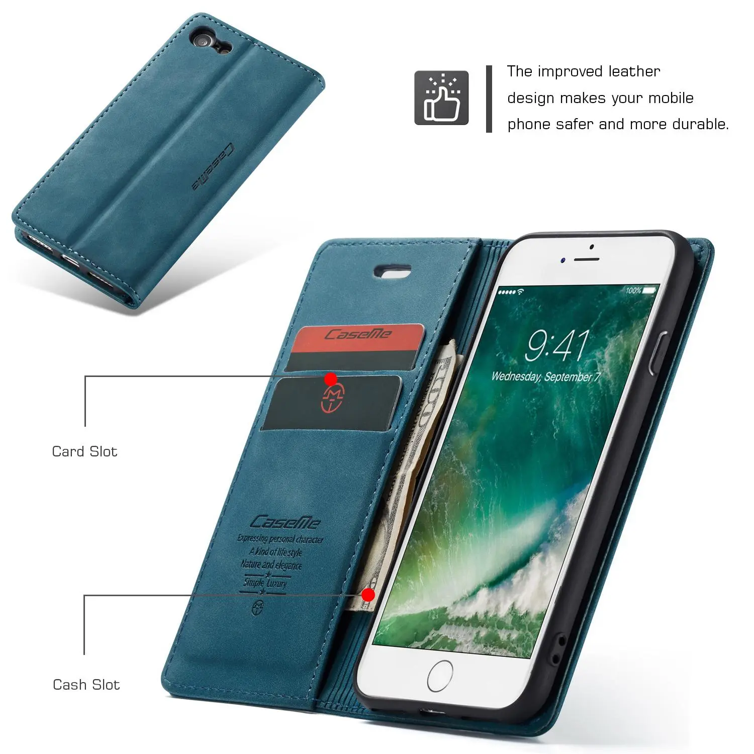 Slim Plånboksfodral iPhone SE 2022 Blå