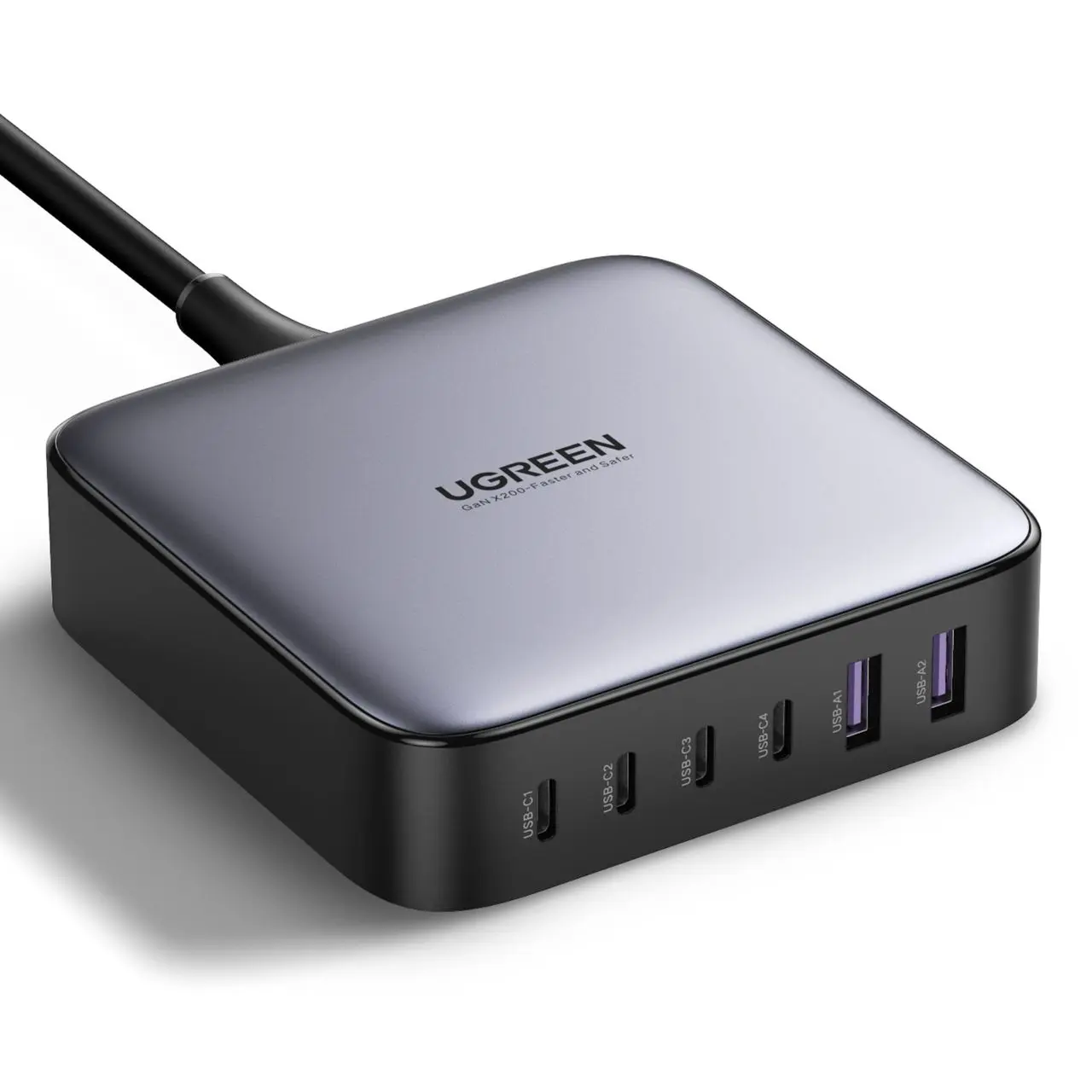 Nexode GaN Hurtiglader 4x USB-C + 2x USB-A 200W, Svart