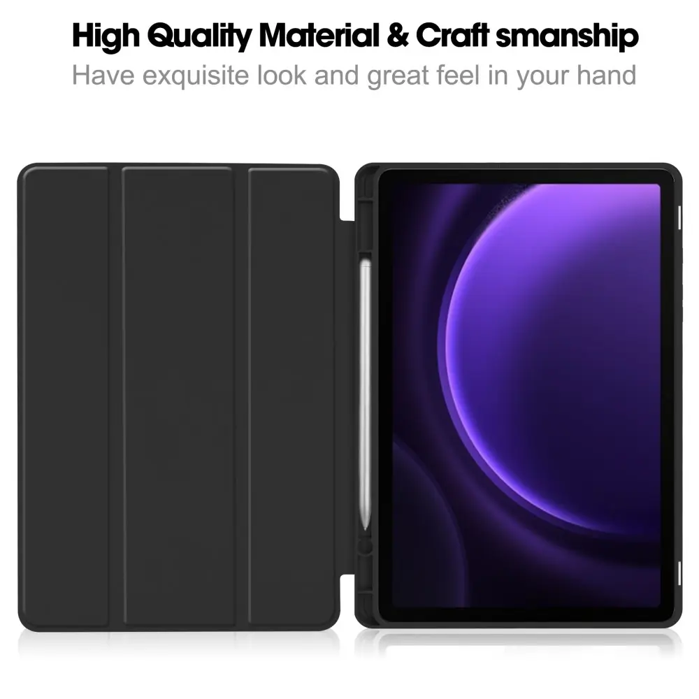 Samsung Galaxy Tab S10 FE Fodral Tri-fold med Pencil-hållare Svart