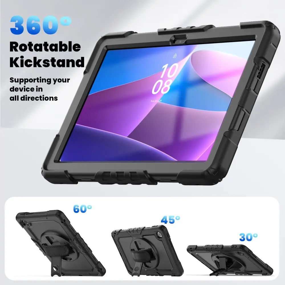 Stöttåligt Full Protection Hybridskal med axelrem  Lenovo Tab svart