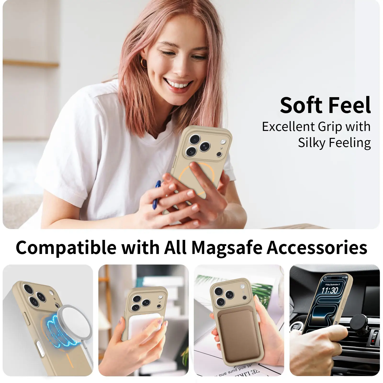 MagSafe-skal SoftArmor iPhone 18 Pro Taupe