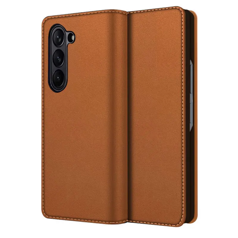 Ægte Læderetui Samsung Galaxy Z Fold 5 Cognac