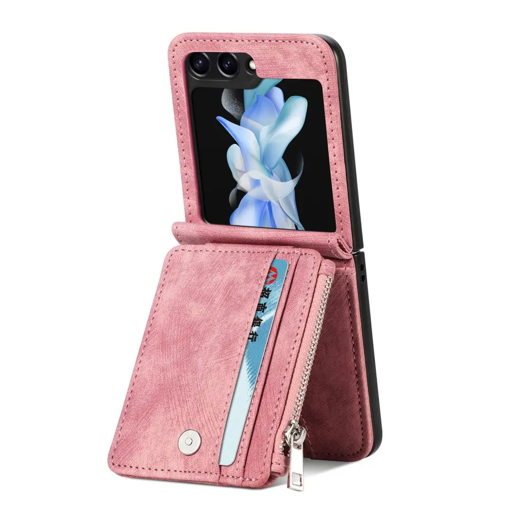 Mobilfodral Multi-slot Zipper Samsung Galaxy Z Flip 7 FE Rosa