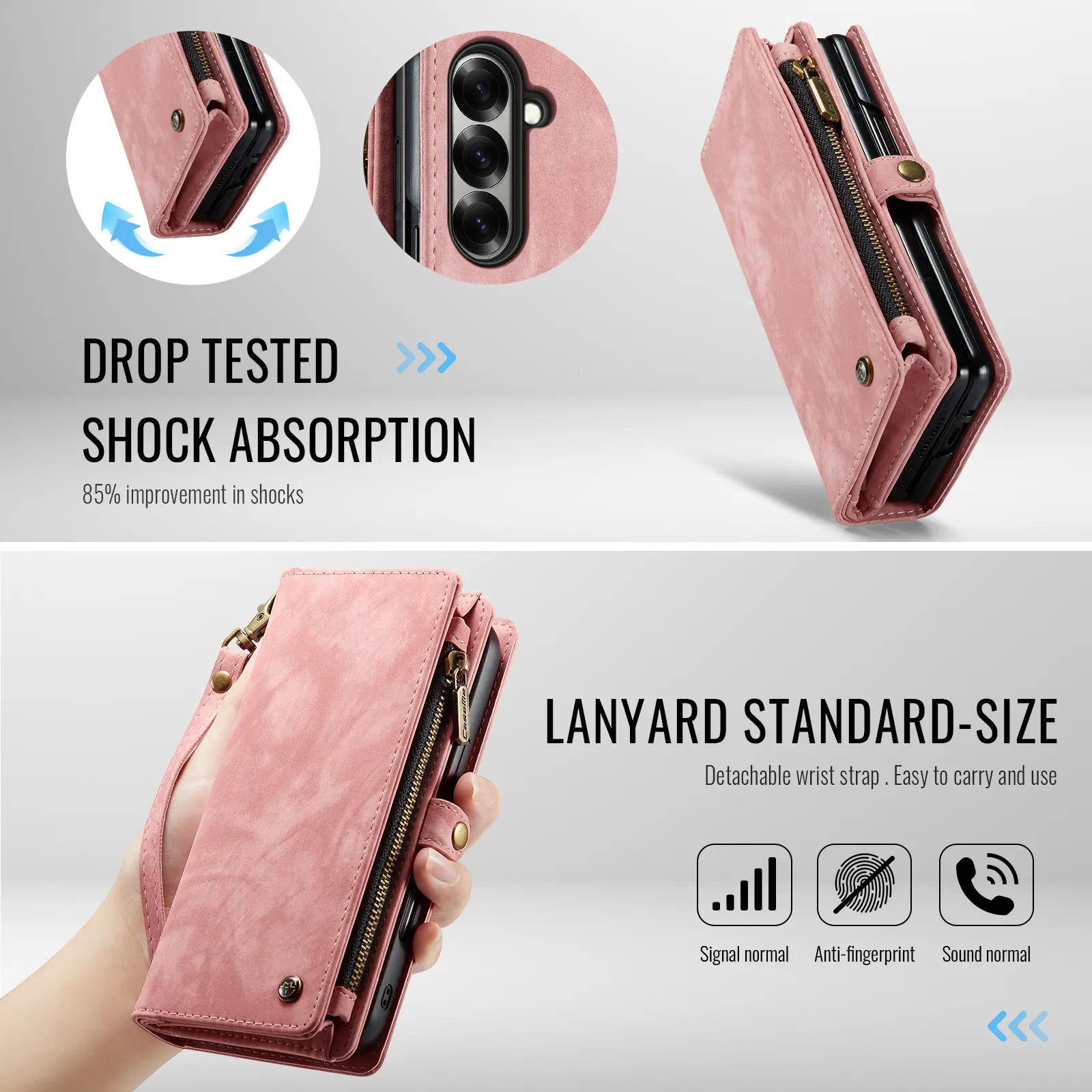 Multi-slot Plånboksfodral Samsung Galaxy Z Fold 8 Ultra Rosa