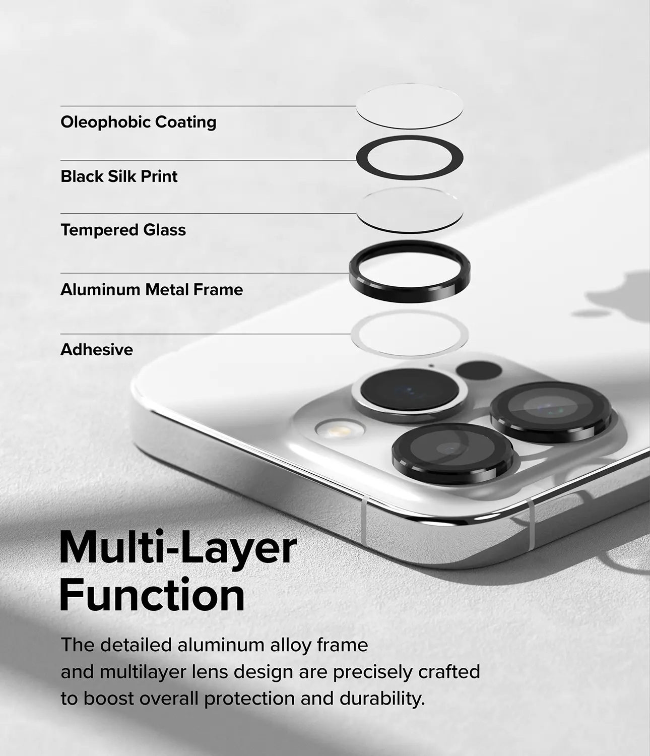 Camera Lens Frame Glass iPhone 15 Pro Svart