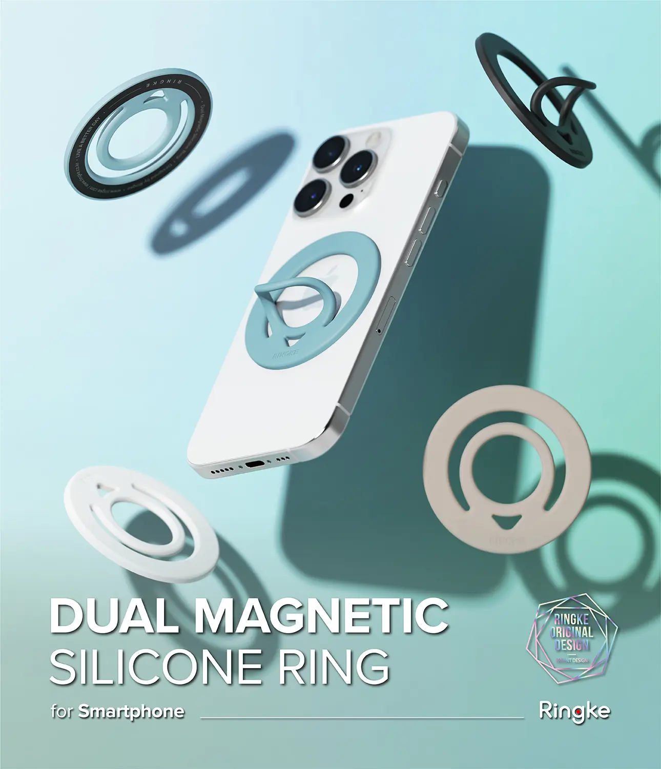 Dual Magnetic Silicone Ring Light Teal