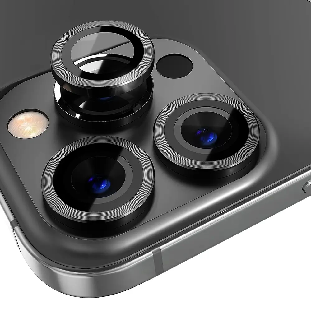 Linsskydd Härdat Glas Aluminium iPhone 12 Pro Svart