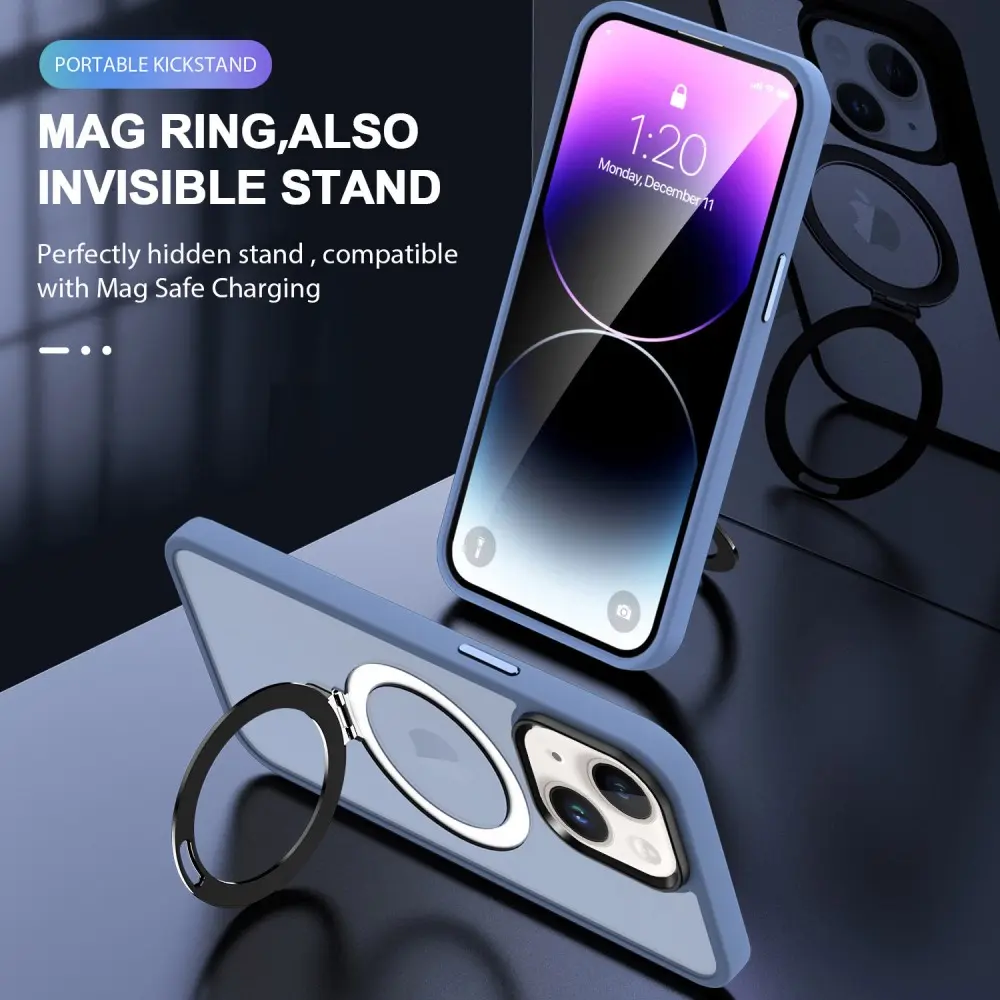 Hybridskal Magnetic Ring iPhone 14 Blå