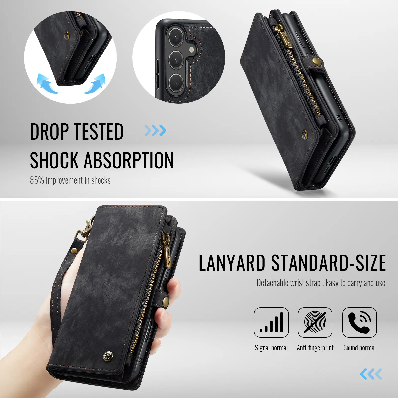 Multi-slot Plånboksfodral Samsung Galaxy S26 Grå