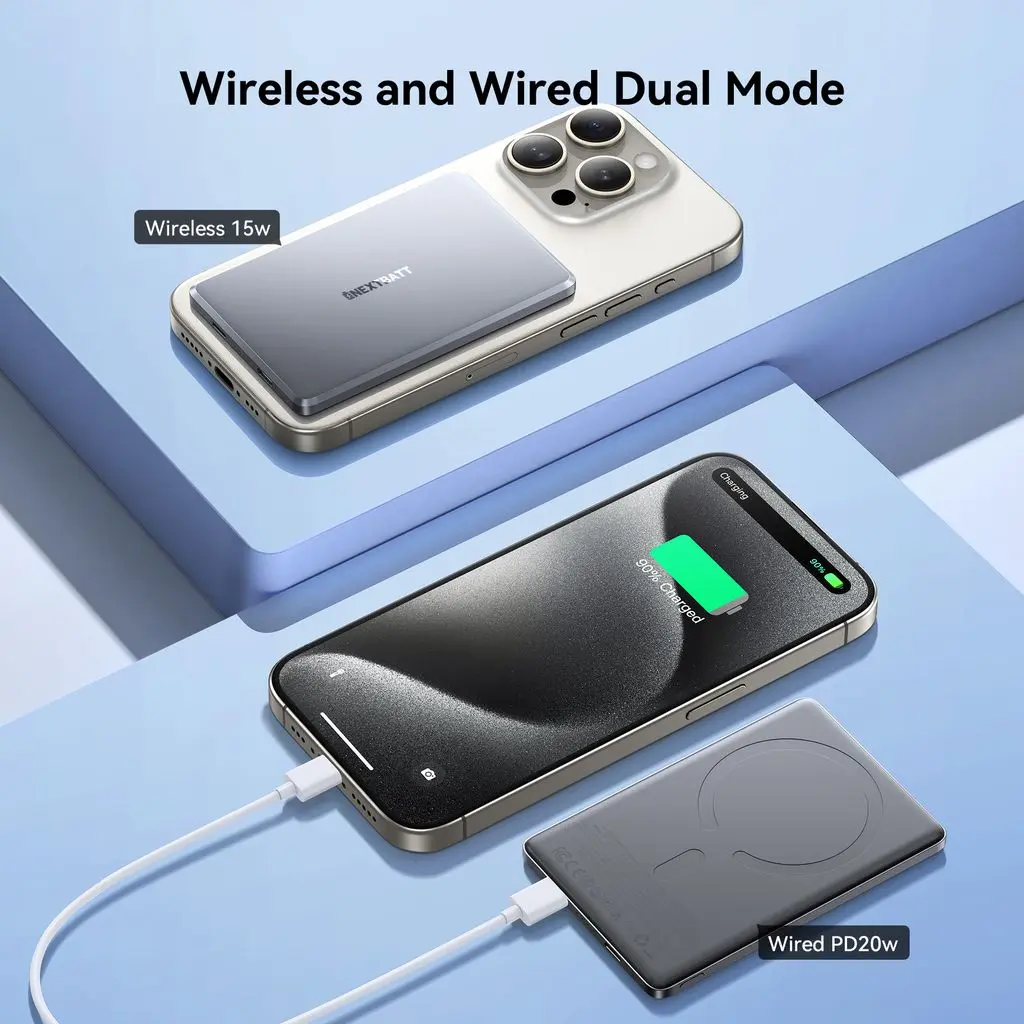 Trådlös Magnetisk Ultra Slim Powerbank 5000mAh 20W Svart