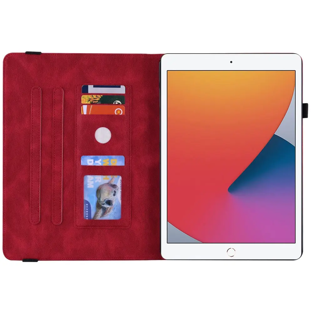 Läderfodral Fjärilar Apple iPad 10.2 9th Gen (2021) Röd