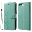 Læderetui Sommerfugle iPhone 7 Plus/iPhone 8 Plus Grøn