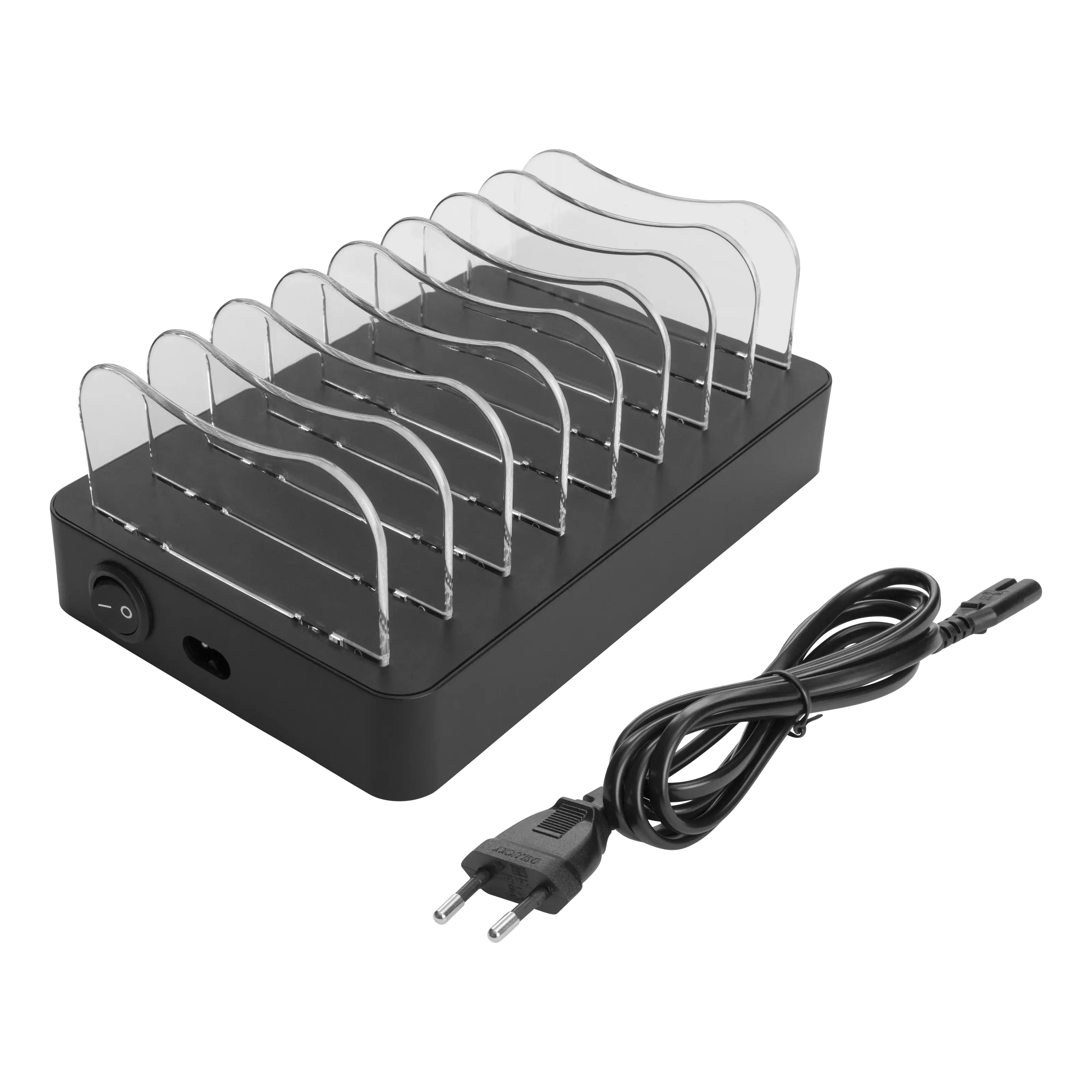 Laddningsstation 8-enheter 6x USB-A, 2x USB-C 75W svart