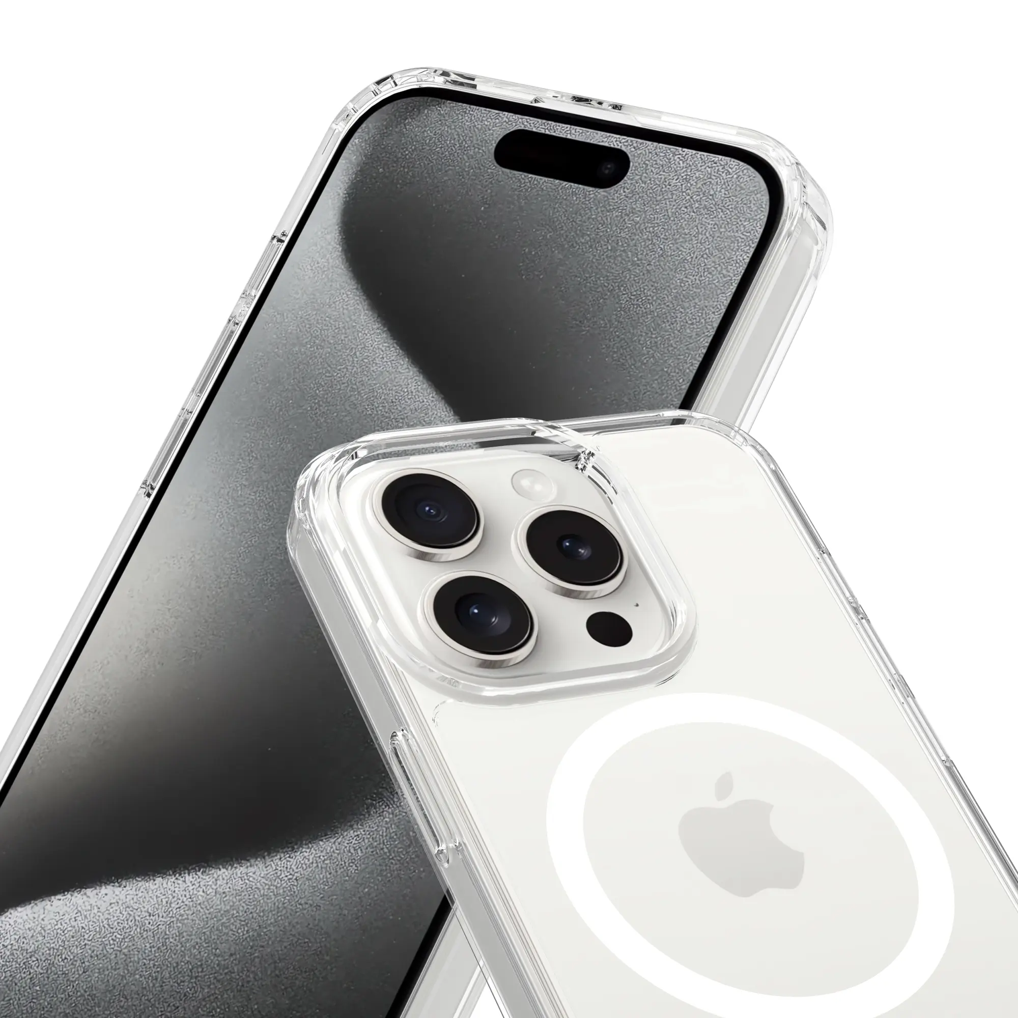 Hybridskal MagSafe iPhone 15 Pro Genomskinlig