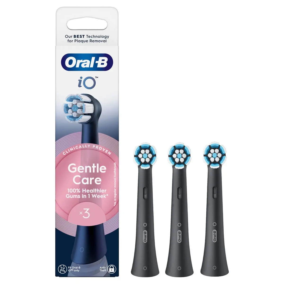 iO Gentle Care borsthuvuden 3-pack, Svart