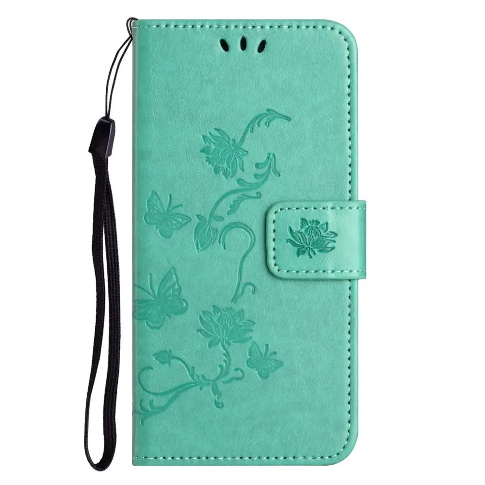 Läderfodral Fjärilar Samsung Galaxy A37 Grön