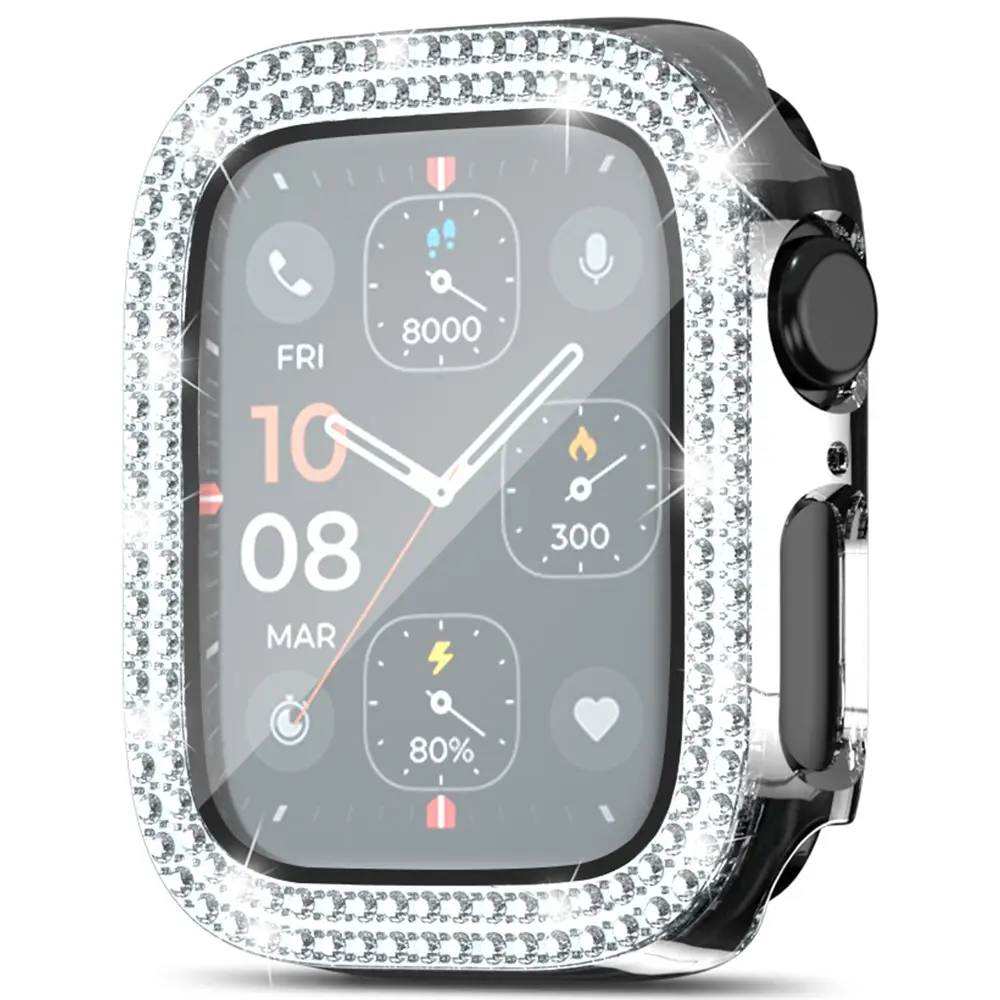 Full Cover Case Rhinestone Apple Watch Series 4-6 44mm Silver