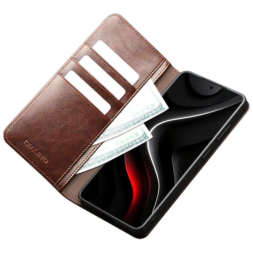 Samsung Galaxy S26 Ultra Leather Wallet Case Brun