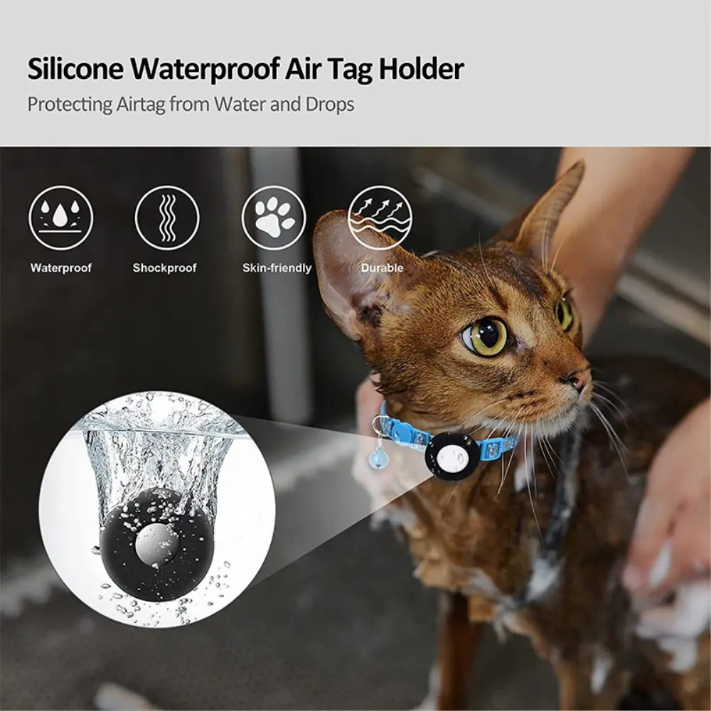 Apple AirTag Katthalsband Reflex Tassavtryck Ljusblå