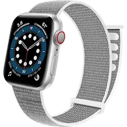 Apple Watch Series 4-6 44mm nylonrem med velcrolukning, Grå