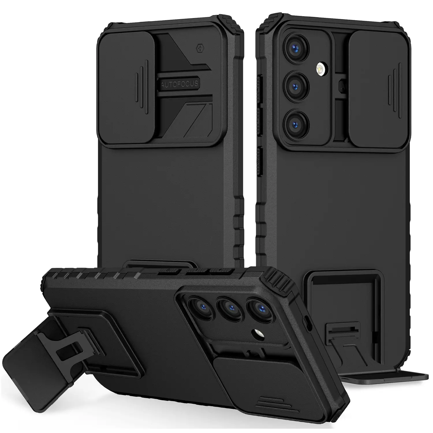Samsung Galaxy S26 Plus Suojakuori Kickstandilla ja kameransuojalla, Musta