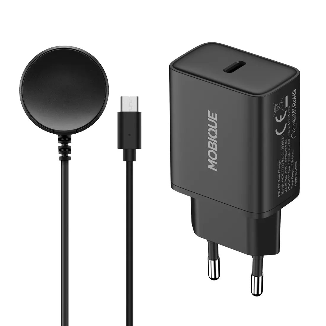 Komplet oplader Samsung Galaxy Watch FE kabel og vægoplader 20W Sort