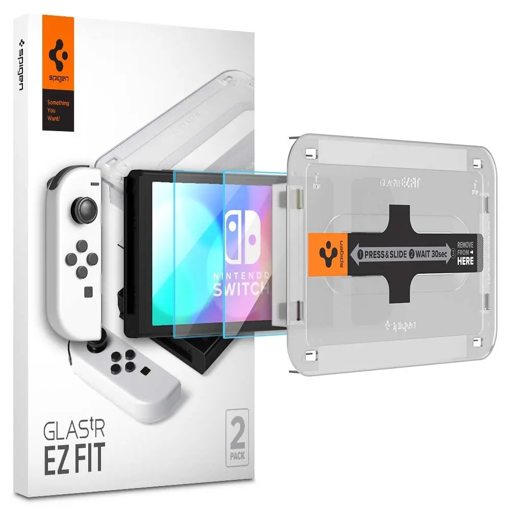 Nintendo Switch OLED skjermbeskytter GLAS.tR EZ Fit (2-pack)