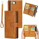 Læder multi-slot tegnebog iPhone SE (2022) cognac