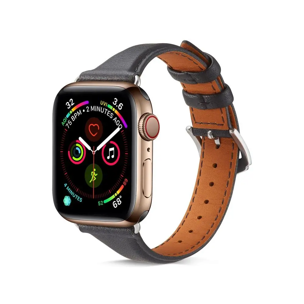 Slim Læderrem Apple Watch SE 40mm Sort