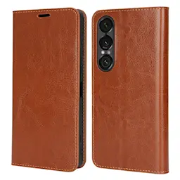 Mobilfodral Äkta Läder Sony Xperia 1 VII Brun